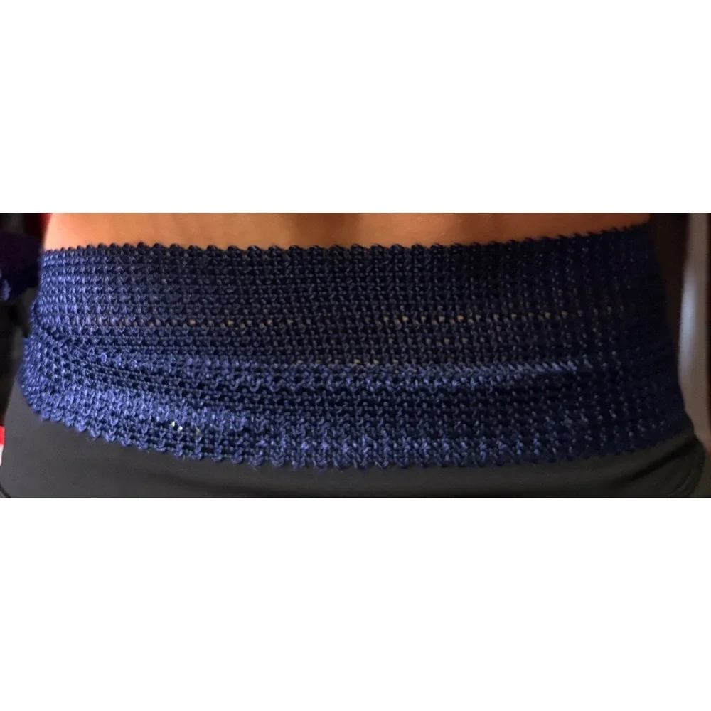 Knit Sash Belt Women's Navy Blue Good Open Mesh Tie Waist Accessory